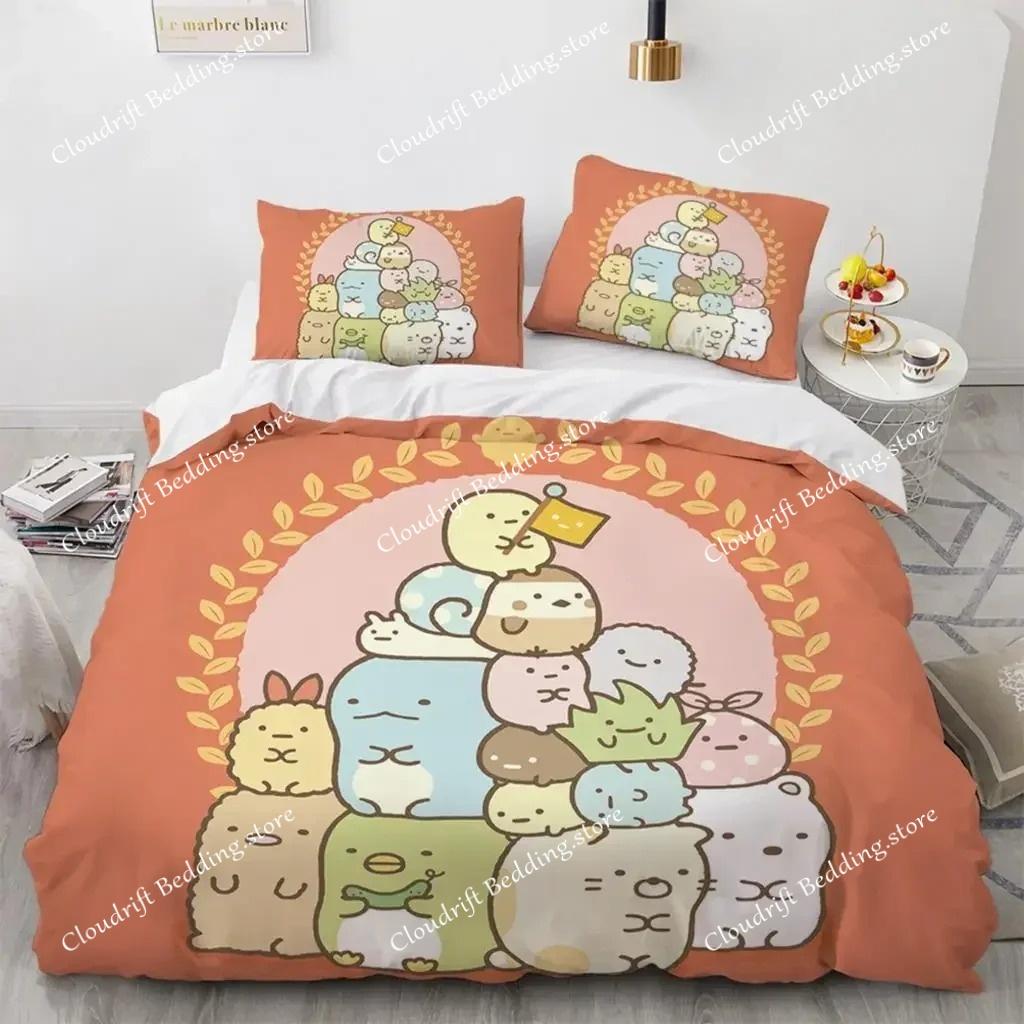 Japanese Cartoon Sumikko Gurashi Anime Bedding Set Kawaii Cute Sumikkogurashis Duvet Cover Quilt Cover Pillowcase Queen King