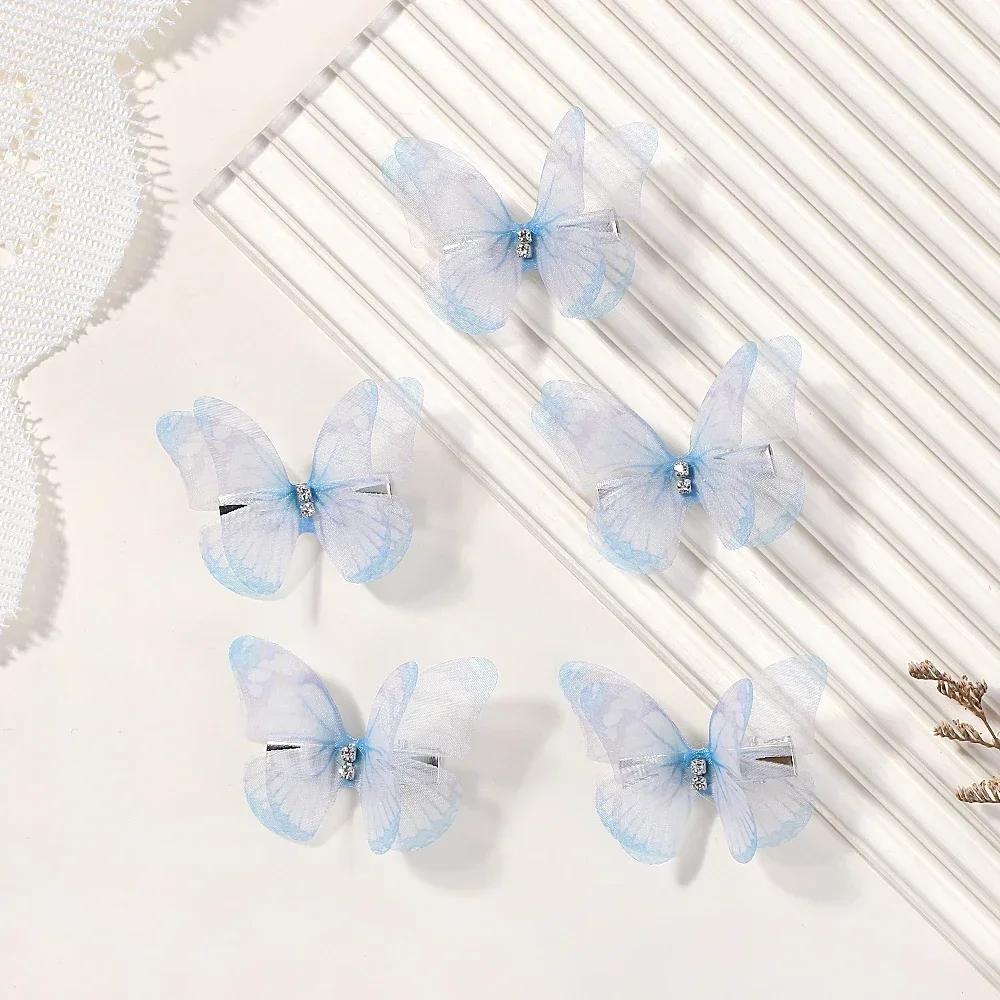 New Cute Princess Mesh Double-layer Butterfly Lovely Girls Hairpins Children Headwear Hairgrip Hair Clips Hair Accessories