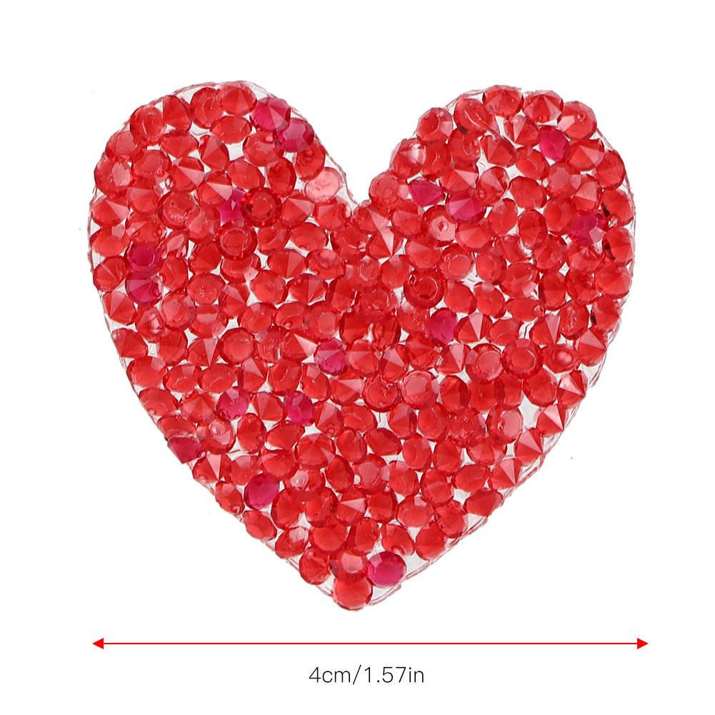 10PCS Hrt Shaped Rhinestones Applique 4cm Hot Fix Rhinestones Clothing Accessories Shoes Decoration