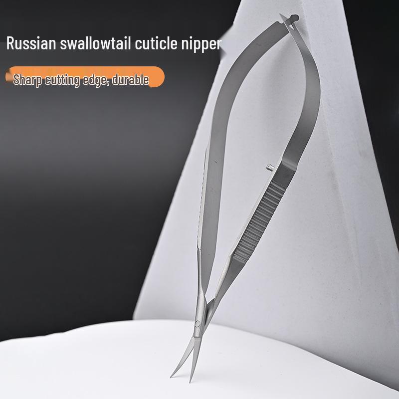 Stainless Steel Russian Swallowtail Cuticle Nipper with Thin Curved Tip – Multifunctional Manicure Tool