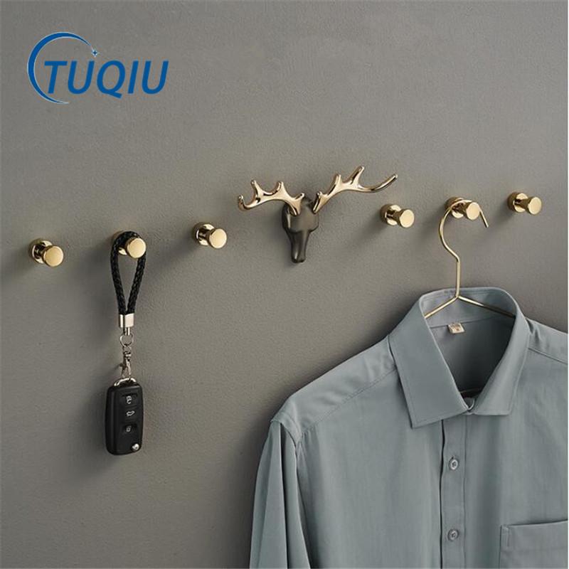 Tuqiu Robe Hooks Towel Hanger Hooks For Clothes Coat Hat Bag Hooks Wall Mount Brass Bathroom Accessories Door Towel Hook Holder