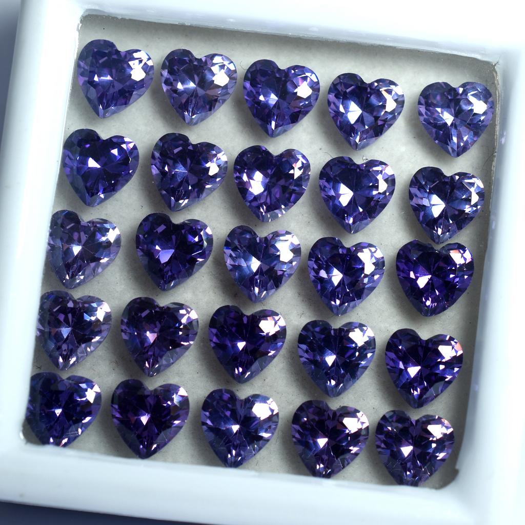 9 PCS Natural Purple Ceylon Sapphire Heart Cut Gemstone CERTIFIED Lot 6x6 MM RS-016