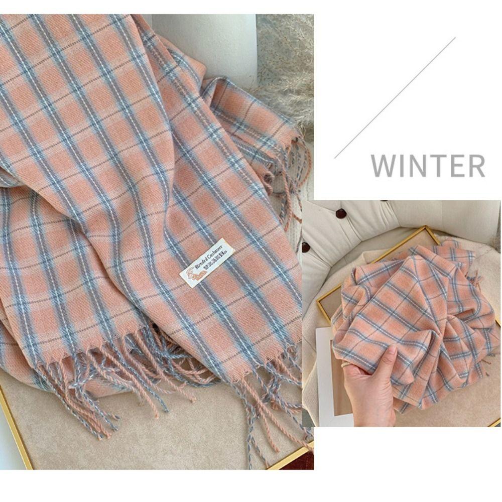 Warm Soft Scarf Plaid Print Women Shawl New Mohair Wool Scarf Women