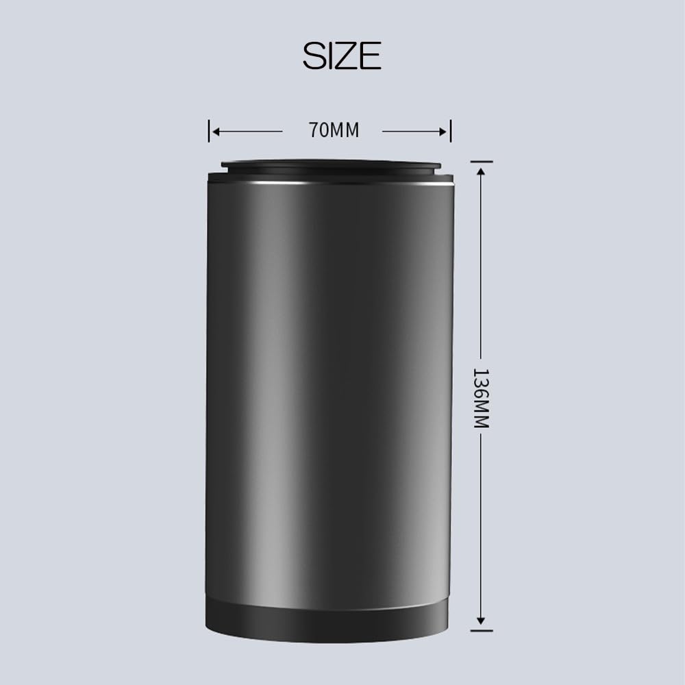 Slim Car Trash Can with Includes Trash Easy Receipt Tissue Gum Car Aluminum Black Lid, Stylish, Compact, Bolt-Type, Bag, Space-Saving, Airtight,
