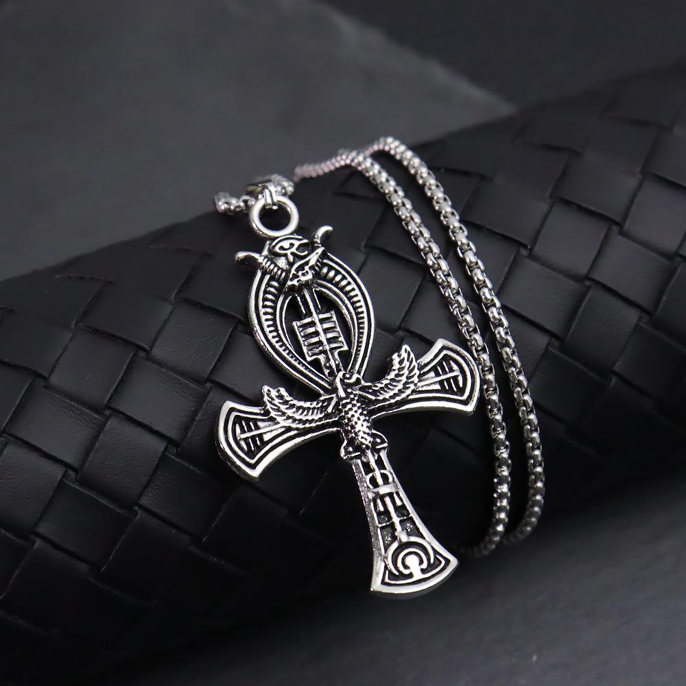 European-American Ankh Necklace: Unisex Eye of Horus Cross