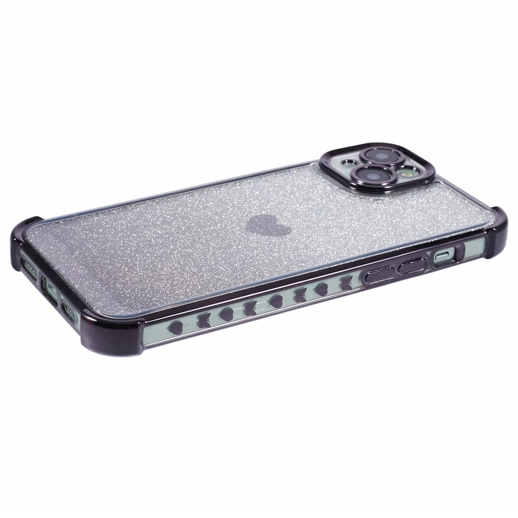 For iPhone 15 Plus Case Heart Pattern Glitter Anti-Drop TPU Phone Cover