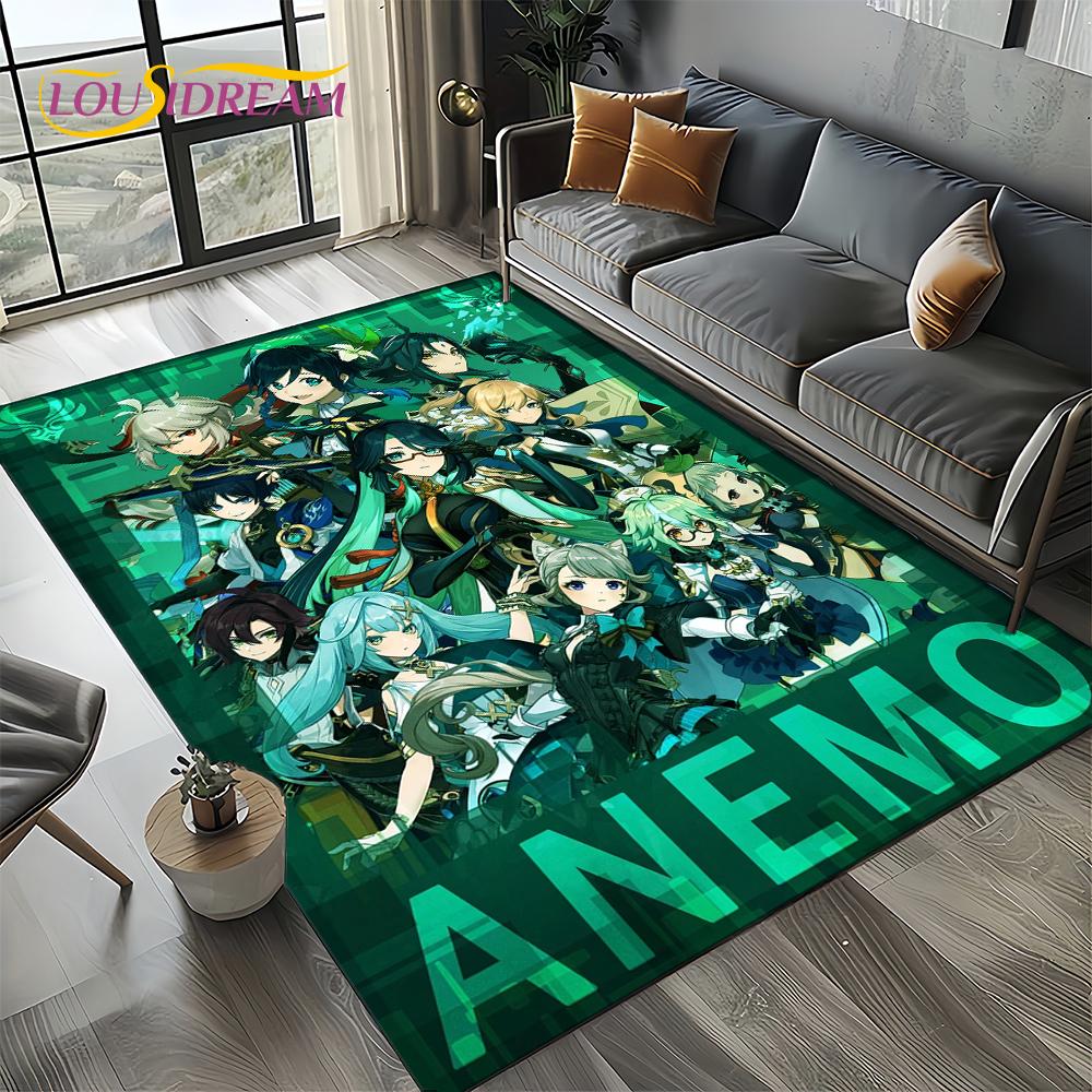 Nowy Dywanik Kreskówkowy Solo do Gier Genshin Impact do Salonu Sypialni Dekoracja Domowa Sofa, Mata Podłogowa Antypoślizgowa do Zabawy dla Dzieci