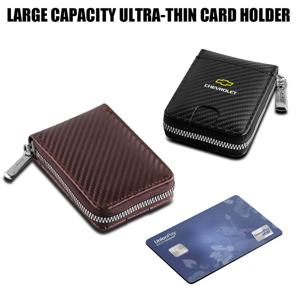 Carbon Fiber Credit Card Holder Men Wallets Anti Theft Wallet For Chevrolet Creation Corvette Cruze Lacetti Sonic Spark Sail 3