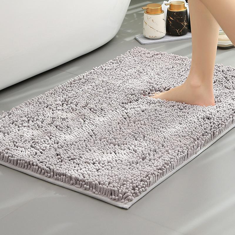 Chenier Thickened Solid Color Bathroom Floor Mat, Bathroom Non-Slip Foot Mat, Household Bathroom Door Absorbent Dirt-Resistant Carpet