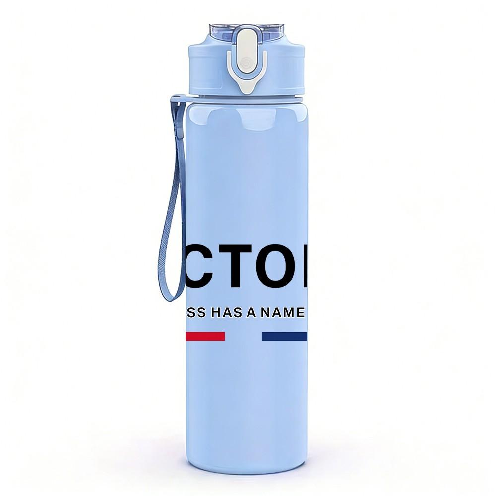 1PC Victory Simple Letter Typography 750ml Color Plastic Sports Water Bottle Leakproof Flip Straw Lid Suitable for Sports Office Home Use