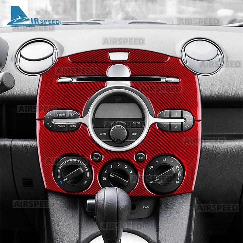 For Mazda 2 DE 2008 2009 2010 2011 2012 2013 2014 Real Soft Carbon Fiber Sticker LHD RHD Car Central Control Panel Frame Trim