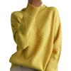 Women's Diamond Pattern High Neck Sweater - Loose Fit, Autumn/Winter Knitwear, Long Sleeve Outerwear, Korean Fashion Style.