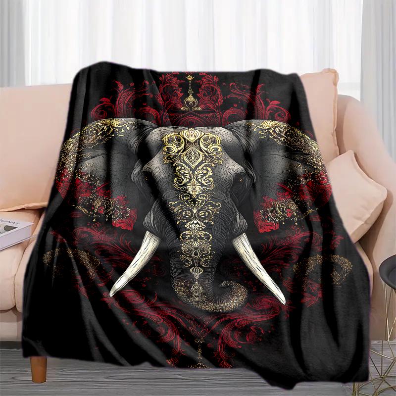 1PC Elephant Elements printed blanket, all season lightweight home office outdoor nap multifunctional blanket A14