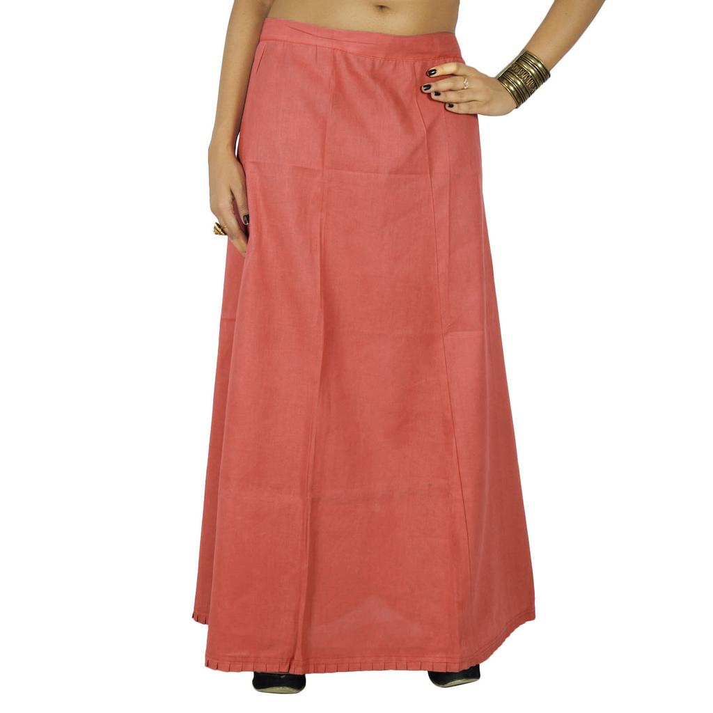 Solid Bollywood Cotton Inskirt Stitched Indian Petticoat Lining For Sari