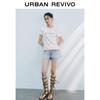 UR 2025 Autumn Contrast Letter Print Short Sleeve T-shirt
