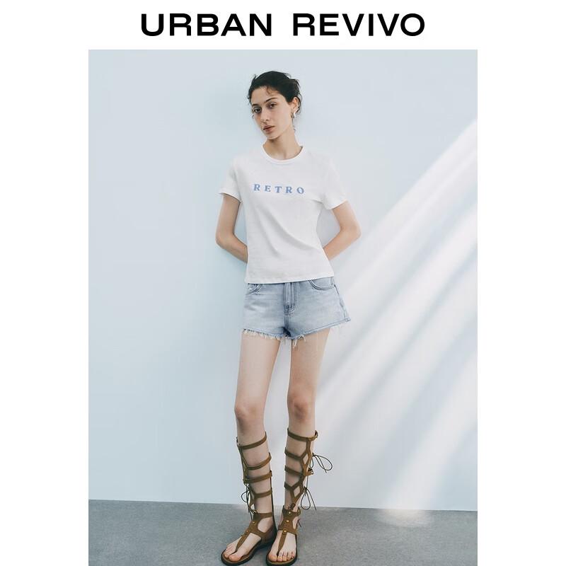 UR 2025 Autumn Contrast Letter Print Short Sleeve T-shirt