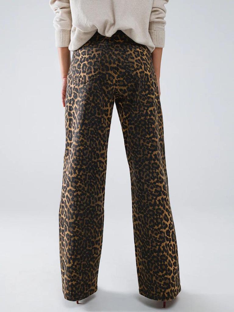 Fashion Leopard Print Straight-Leg Denim Pants