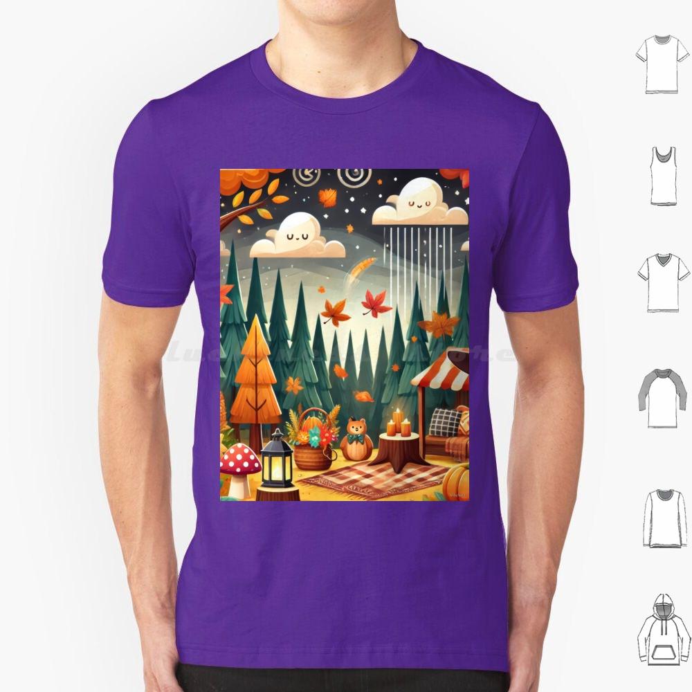 Enchanted Autumn Forest T Shirt Men Women Kids 6xl Autumn Fall Forest Enchanted Whimsical Seasonal Leaves Nature Cozy Cute