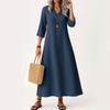 Dress For Women Long Boho Beach Dress Elegant Maxi Dress V-Neck 3/4 Sleeve Dress With Pockets