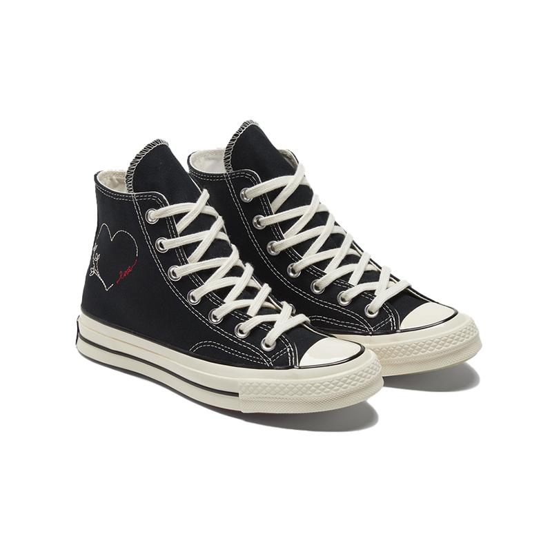 Converse Chuck 70 Chuck Taylor All Star Hi Heart Letter Print Vintage High-Top Canvas Shoes Unisex Black