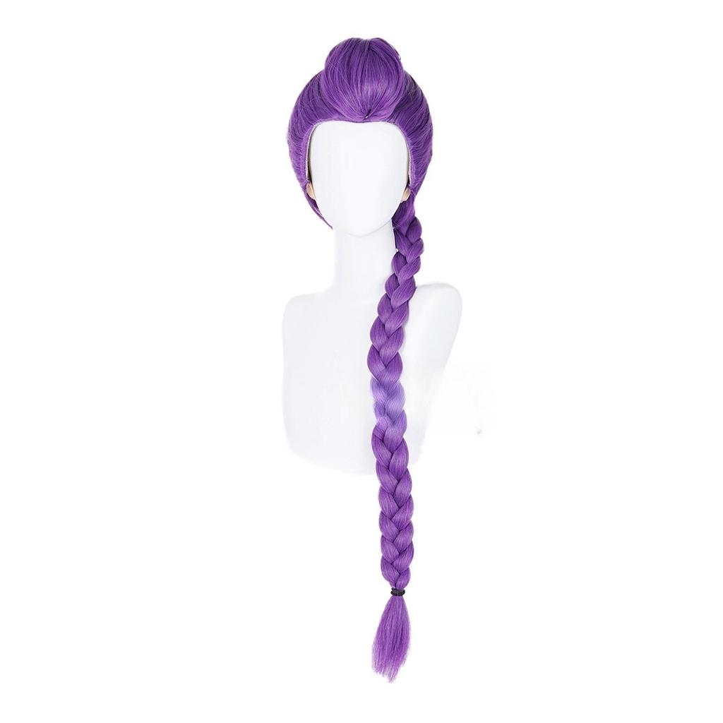 Rumi Cosplay Synthetic Wig Pre Braided Purple Woman Hair 105cm Fluffy Yaki Ponytail  Anime Heat Resistant Wigs