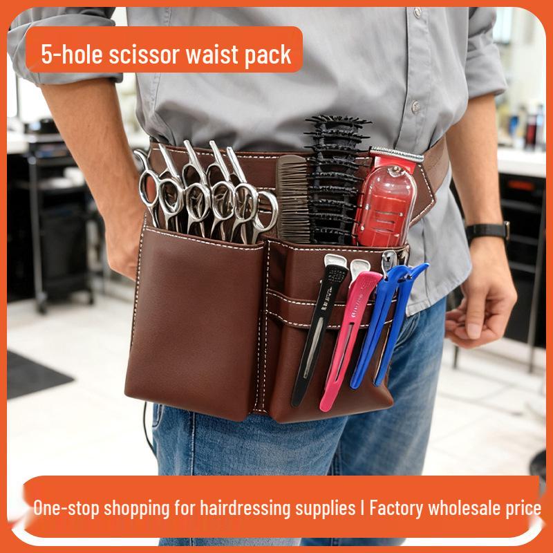 Leather Barber Crossbody & Waist Tool Bag for Scissors and Hairdressing Supplies