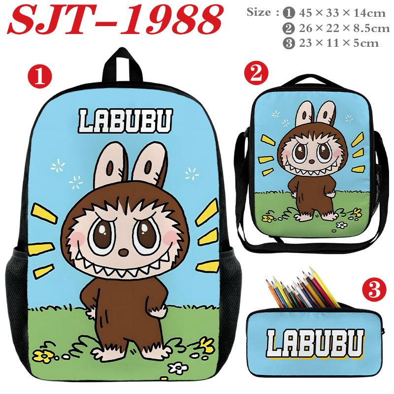 Anime School Bag Set 3 Piece, Wear-Resistant Waterproof Large Capacity Backpack Crossbody Bag Pencil Case, Kids Bookbag