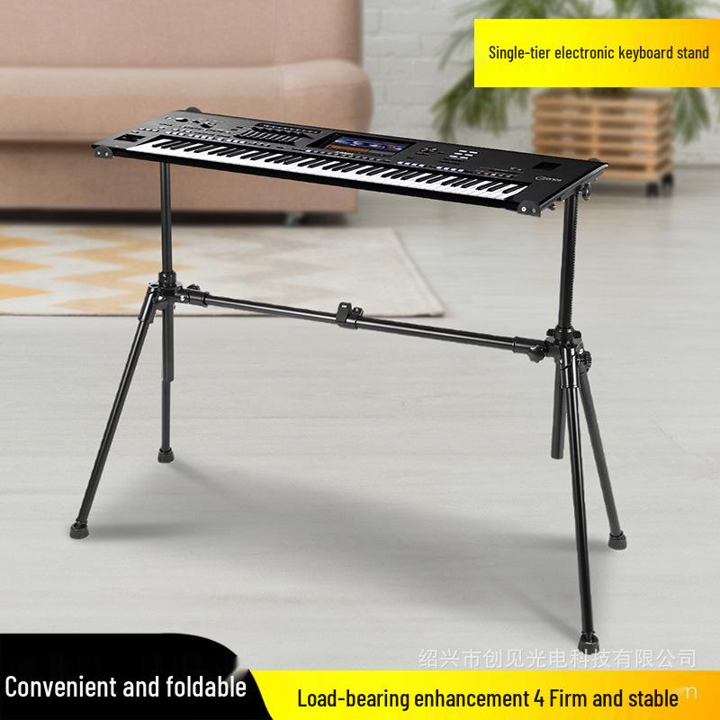 Double-Layer Foldable Thick Keyboard Stand for 61/88-Key Electric Pianos