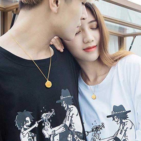 Rockyu Partner-Halsketten für und Silber Rund Antikes Amulett Einzeln verkauft Paare, Schlicht, Herren Damen, Titan, Religiös, Jesus, Anhänger,