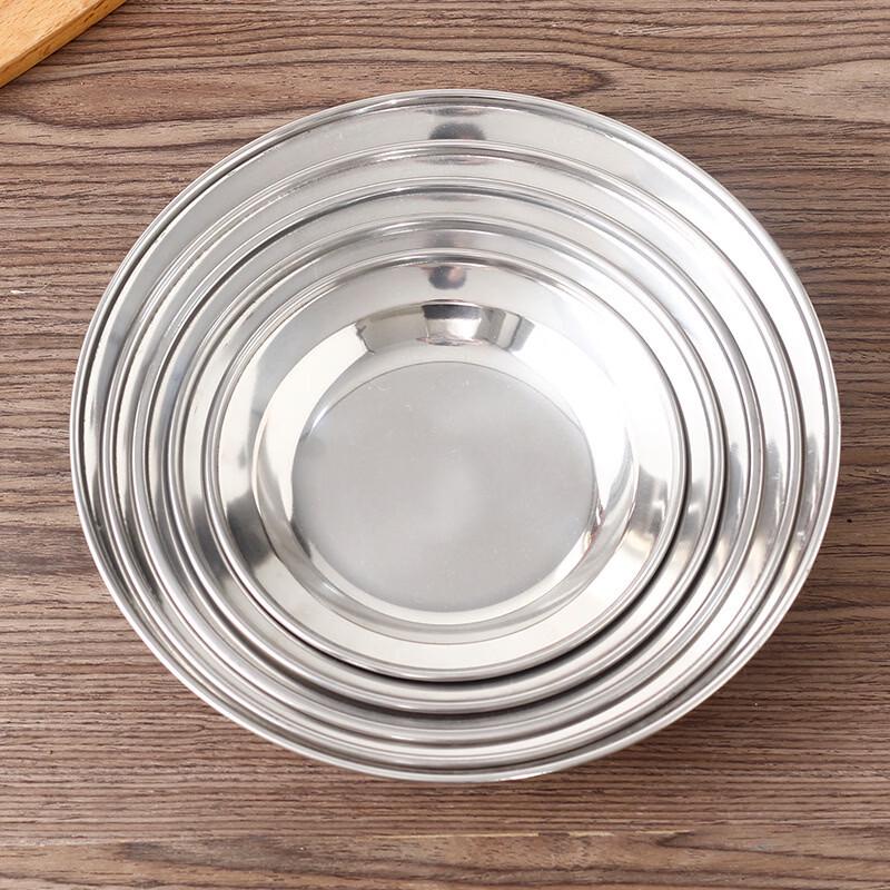 ZISIZ 20cm Thickened Stainless Steel Divided Round Plate