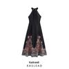 2025 Spring Women's European & American Style Halter Print Long Dress