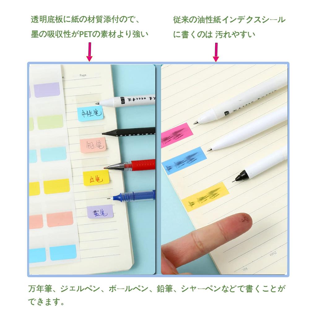 WIICOYK Sticky Index Strong Easily Office Fun Convenient Notes, Stickers, Film, Slim, Transparent, Writable, Adhesive, Removable, Cute, Multicolor,