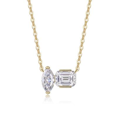 Fashion Temperament 925 Silver Necklace Moissanite Chain Ins Wind Collarbone Chain Pendant