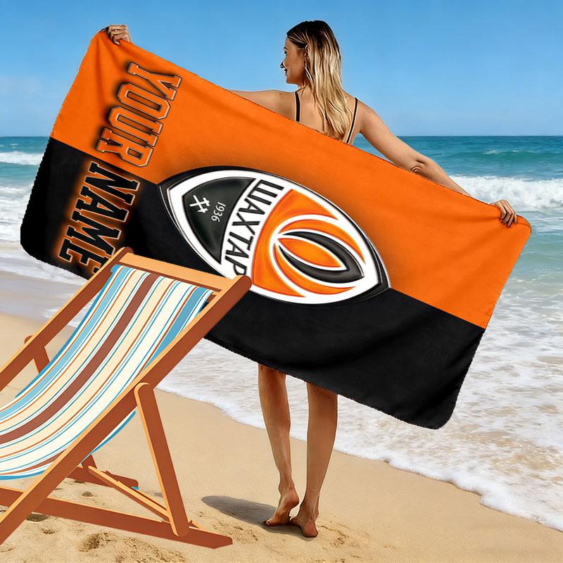 Custom Fc Shakhtar Donetsk Print Beach Towel, Large Soft Quick Dry Towel for Beach Camping Swimming