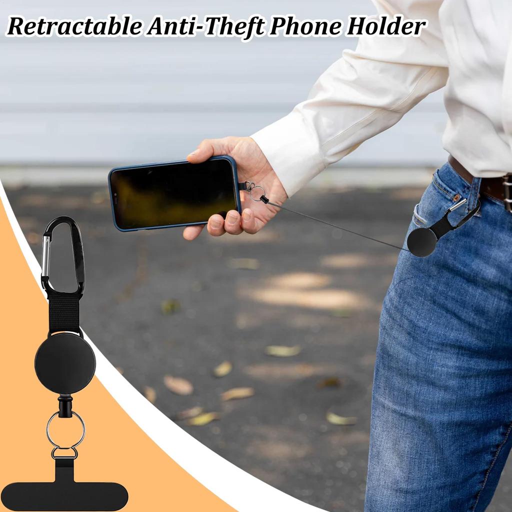 Anti Theft Phone Security Strap with Carabiner Retractable Phone Tether Lanyard Prevents Phones from Falling for Cycling Skiing