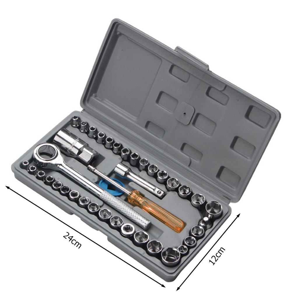 40pcs Hand Tool Sets Car Repair Tool Set Mechanical Tools Box for Home 1/4 3/8 Inch Socket Wrench Set Ratchet Screwdriver Kit
