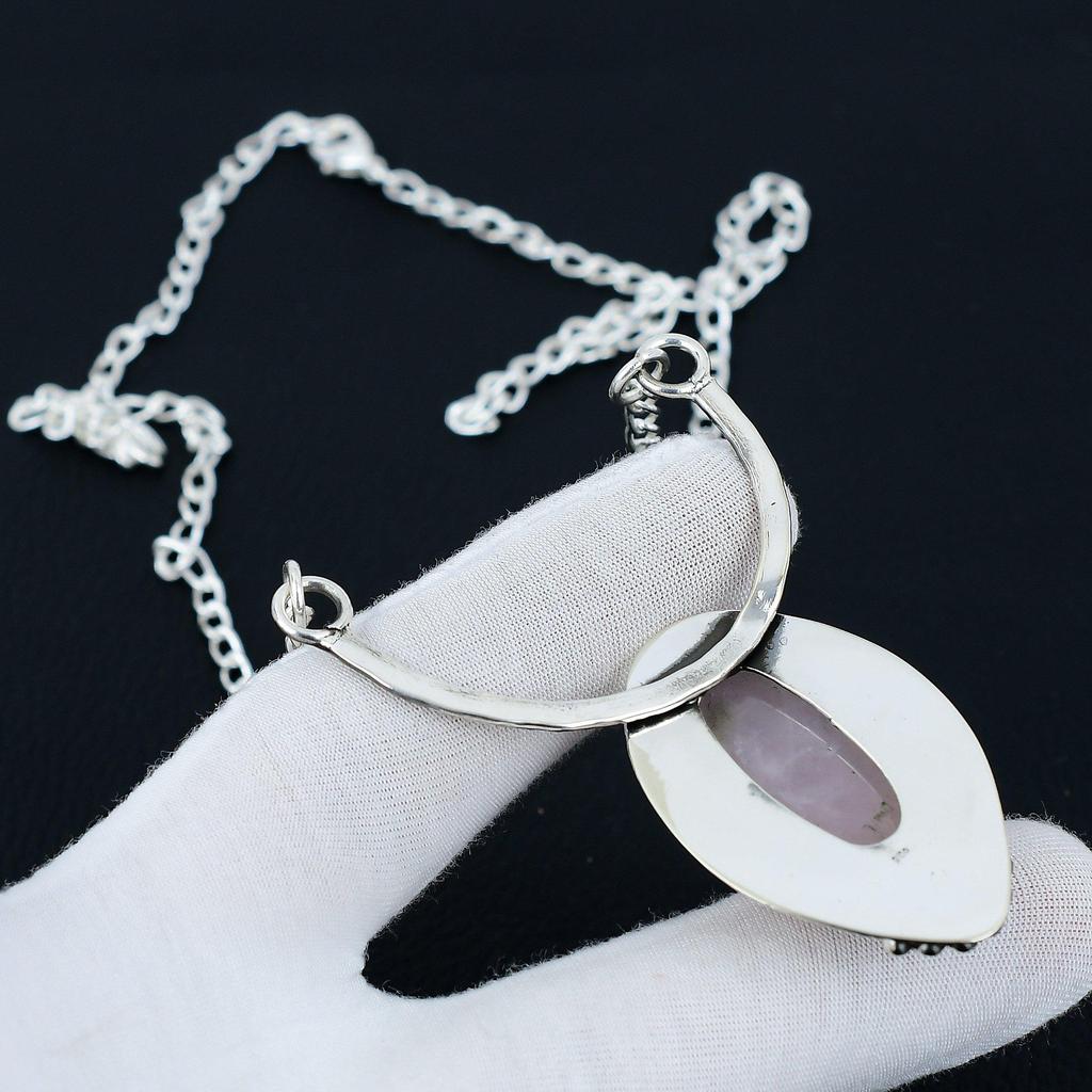 Rose Quartz Necklace, Rose Quartz Gemstone, 925 Sterling Silver Necklace, Rose Quartz Jewelry For Women, Rose Quartz Necklace For Gifts