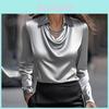 Chemise Imprimée Unie à Manches Longues avec Inserts en Polyester pour un Look de Bureau Élégant