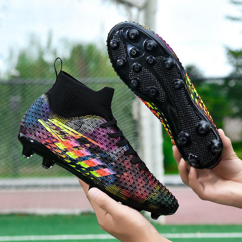 New High-top Football Shoes Artificial Flat AG Spikes Boys and Teenagers Student Training Sports Shoes