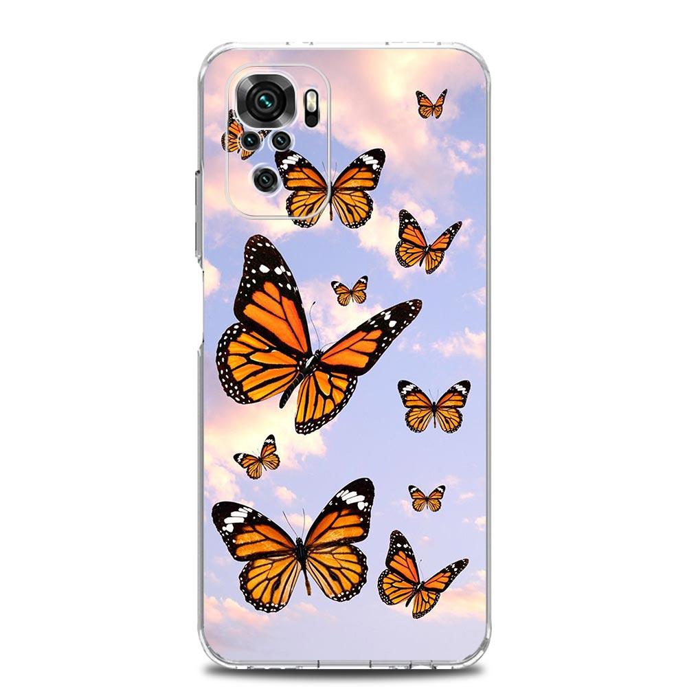 Butterfly Soft Phone Case For Xiaomi Redmi Note 12 11 9S 9 8 10 Pro Plus 7 8T 9C 9A 8A K40 Gaming Silicone Clear Cover Coque