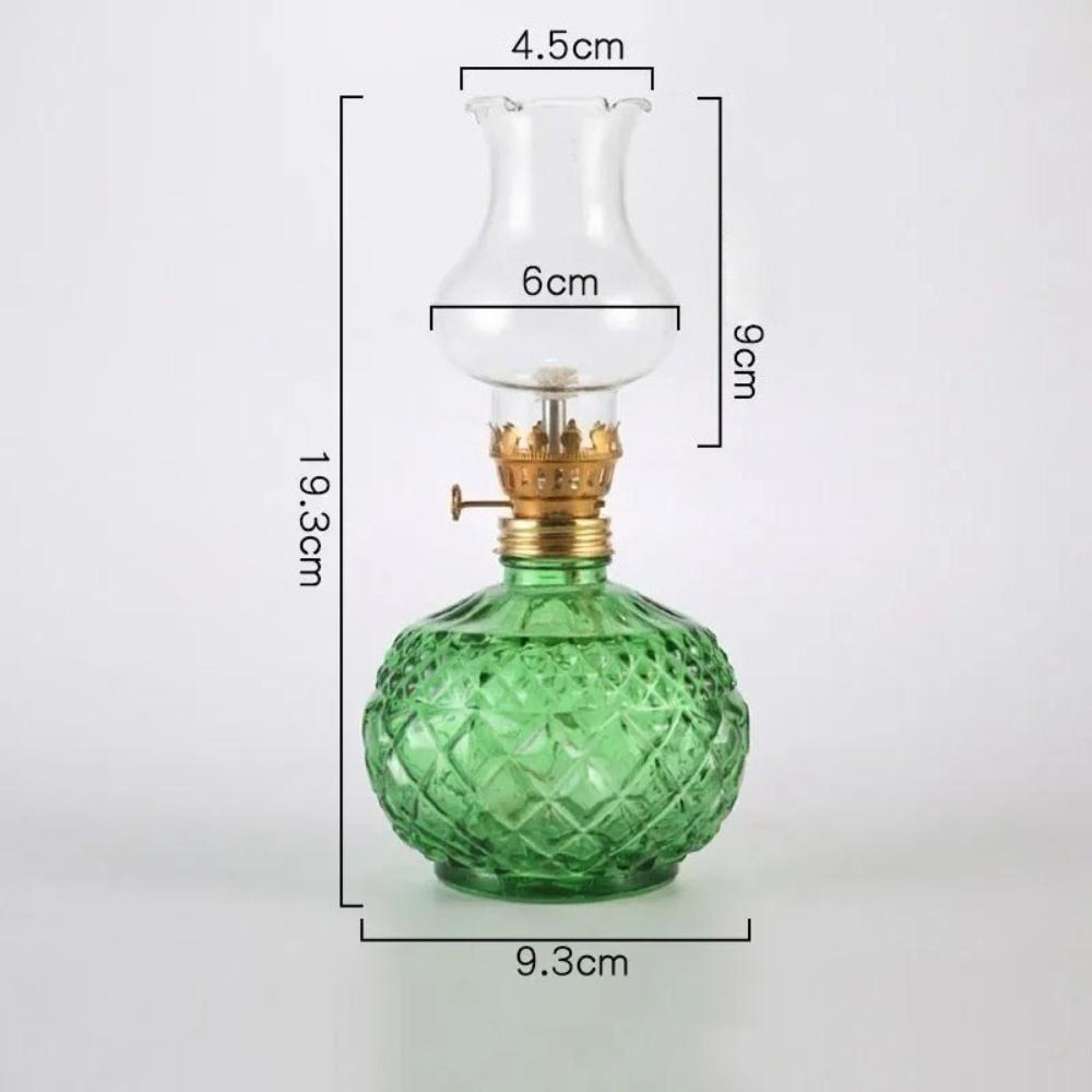Vintage Glass Lamp Colored Clear Oil Lamp Windproof Antique Oil Lamps for Indoor Use Emergency Lighting Hurricane Lamp Chamber