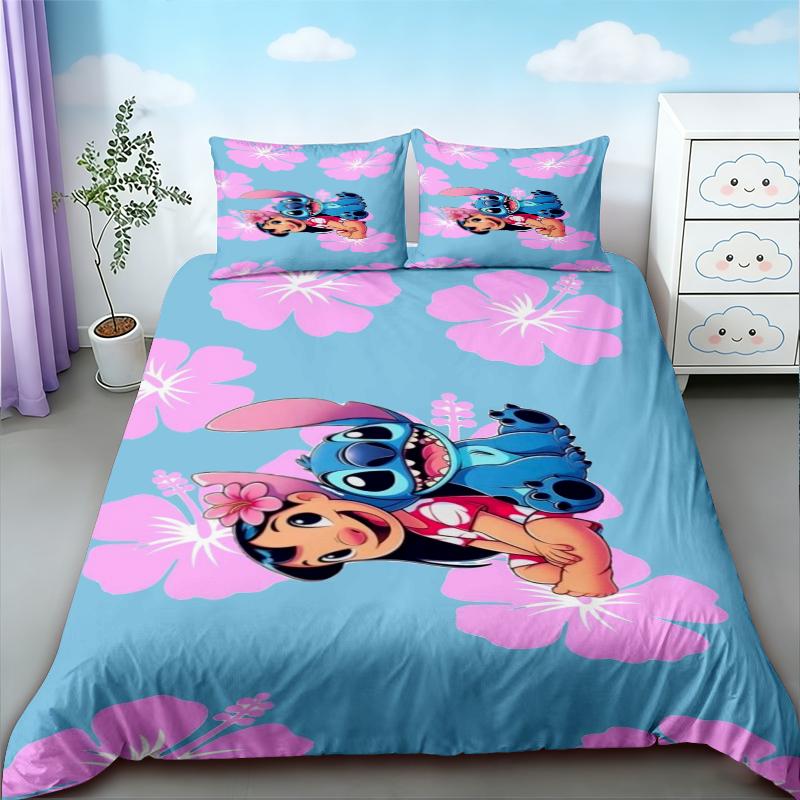 Cartoon Stitch 3pcs Duvet Cover Quilt Cover Bedding Set Queen King Twin Size for Children Bedroom Decor Birthday Gifts