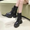 Fashion 2025 New 11cm Women Ankle Boots Platform Mid-Calf Motorcycle Women Shoes Boots Autumn Winter Warm Non-slip Female Short Boots