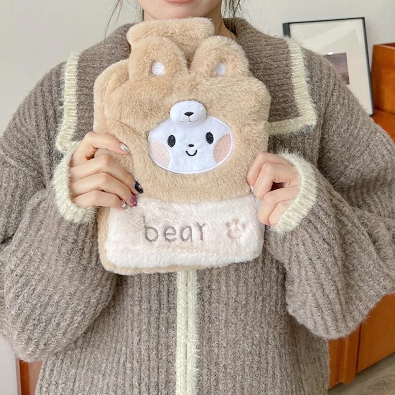 Cute Hot Water Bottle Bag 750ML Cartoon Plush Rabbit Shape Hand Warmer Heat Pack Warm Belly Instant Hot Pack Hand Warm Bag