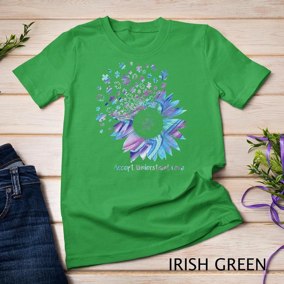 Accept Understand Love Sunflower Autism Awareness T-Shirt Unisex T-shirt 4 M