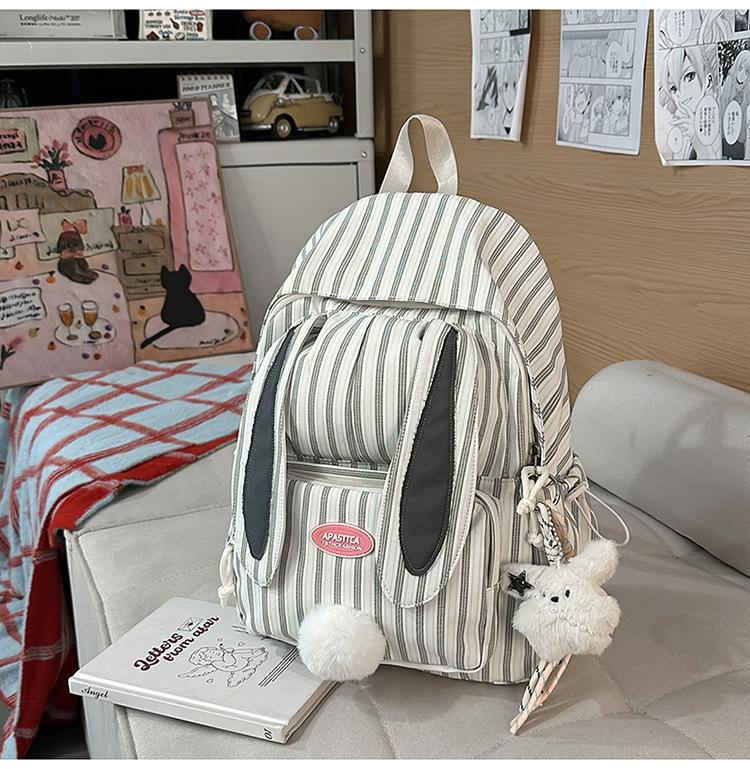 Schoolbag Japanese ins Striped Niche Mini Backpack Female High School Student Junior High School Student Large Capacity Backpack Girl School Bag