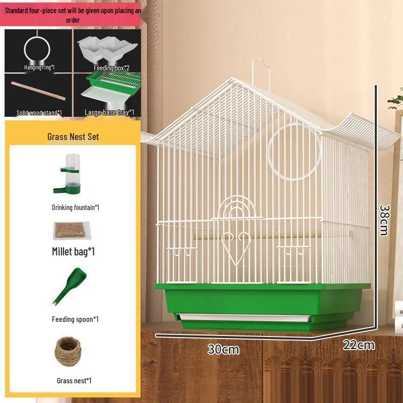 Kompakt díszfém madárkalitka bazsarózsa, gyöngyös pinty vagy hullámos papagáj számára