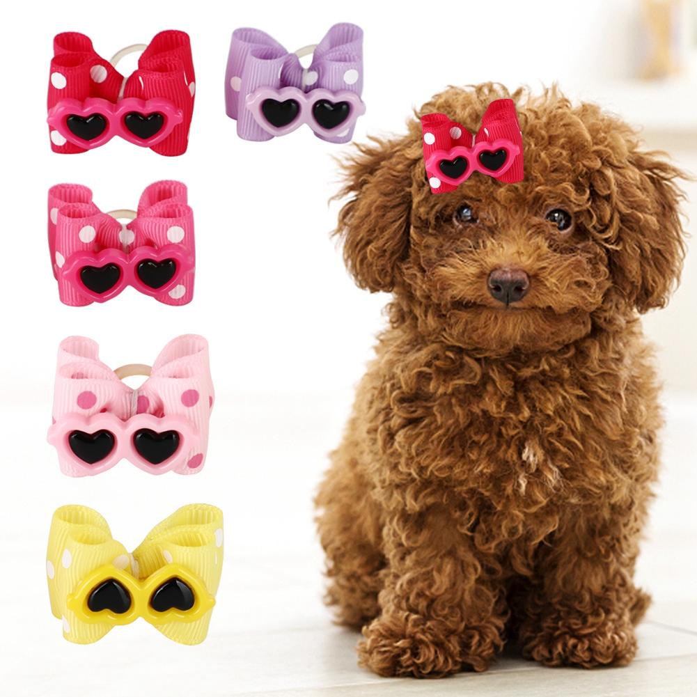 25Pcs Pet Multicolor Hair Bowknot Bows Grooming Accessories for Cat Medium Small Dog