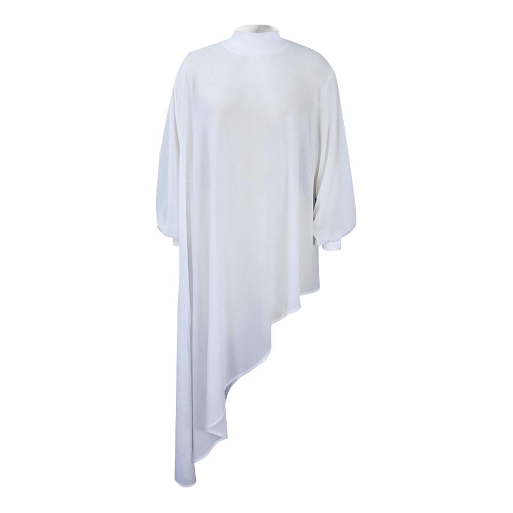 

Женское летнее шифоновое платье нестандартного кроя больших размеров - Европейская и американская мода 2024 M белый