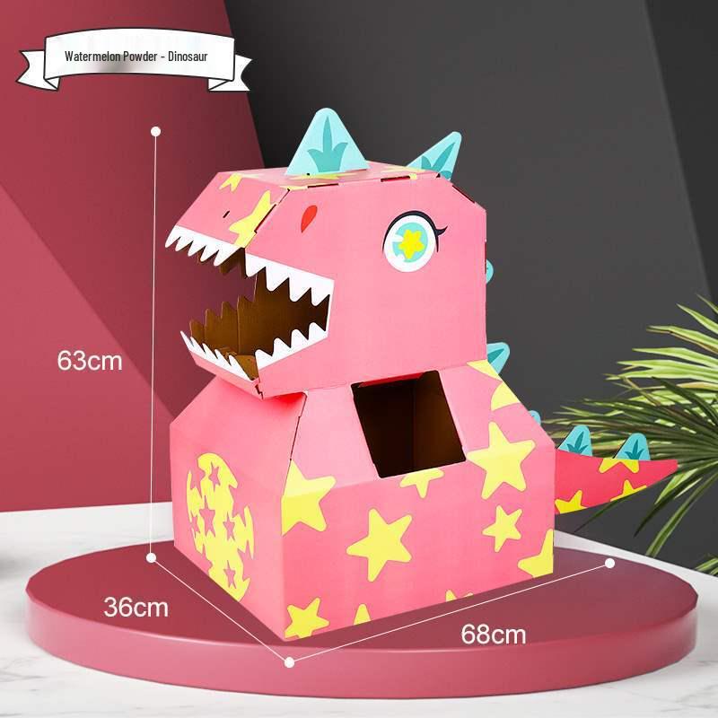 Kindertag DIY Dinosaurier-Kartonmodell - Tragbares Spielzeug inspiriert von TikTok